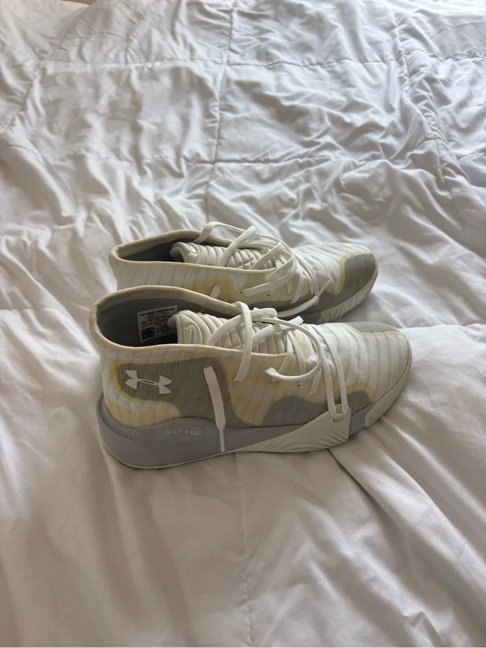 Under Armour White & Cream Basketball Shoes